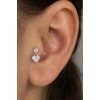 Gümüş Renk Kalp Figürlü Taşlı Cerrahi Çelik Tragus/Kıkırdak Küpe/Piercing (Tek)
