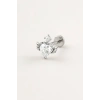 Gümüş Renk Kalp Figürlü   Taşlı Cerrahi Çelik Tragus/Kıkırdak Küpe/Piercing (Tek)