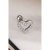 Gümüş Renk Kalp Figürlü Taşlı Cerrahi Çelik Tragus/Kıkırdak Küpe/Piercing (Tek)