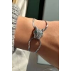 Gümüş Renk Kaplan Figürlü Çelik Bileklik