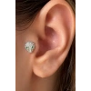 Gümüş Renk Kaplan Figürlü Taşlı Cerrahi Çelik Tragus/Kıkırdak Küpe/Piercing (Tek)