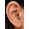 Gümüş  Renk Kar Tanesi  Figürlü  Taşlı Cerrahi Çelik Tragus/Kıkırdak Küpe/Piercing (Tek)