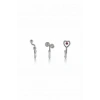 Gümüş Renk Karışık Figürlü Deliksiz Kulak/Burun 3lü Piercing Set