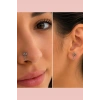 Gümüş Renk Karışık Figürlü Deliksiz Kulak/Burun 3lü Piercing Set
