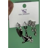 Gümüş Renk Karışık Figürlü Taş Detaylı VİP 3lü YSX Küpe Set