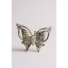 Gümüş Renk Kelebek Figürlü Taş Detaylı 14K Altın Kaplama TX Ear Cuff (Tek)