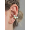 Gümüş Renk Kelebek Figürlü Taş Detaylı 14K Altın Kaplama TX Ear Cuff (Tek)