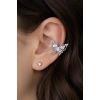 Gümüş Renk Kelebek Figürlü Taş Detaylı 14K Altın Kaplama TX Ear Cuff (Tek)