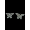 Gümüş Renk Kelebek Figürlü Taş Detaylı Tasarım Göğüs Ucu Aksesuar