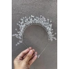 Gümüş Renk Kristal Boncuk Detaylı Gelin/ Kına Taç