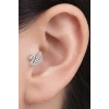 Gümüş Renk Kuğu Figürlü Taş Detaylı Cerrahi Çelik Tragus/Kıkırdak Küpe/Piercing (Tek)