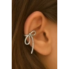 Gümüş Renk Kurdele Figürlü Taş Detaylı 14K Altın Kaplama TX Ear Cuff (Tek)