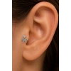 Gümüş  Renk Kurdele  Figürlü  Taşlı Cerrahi Çelik Tragus/Kıkırdak Küpe/Piercing (Tek)
