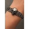 Gümüş Renk Kurukafa Figürlü Erkek Çelik Kelepçe Bileklik