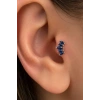 Gümüş Renk Lacivert Taşlı Cerrahi Çelik Tragus/Kıkırdak Küpe/Piercing (Tek)