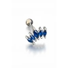 Gümüş Renk Lacivert Taşlı Cerrahi Çelik Tragus/Kıkırdak Küpe/Piercing (Tek)