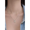 Gümüş Renk M Harf Çelik Kolye
