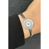 Gümüş Renk Madalyon Detaylı Çelik Bileklik