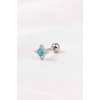 Gümüş Renk Mavi Taşlı Cerrahi Çelik Tragus/Kıkırdak Küpe/Piercing (Tek)