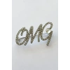 Gümüş Renk Omg Yazılı Taşlı Broş