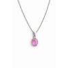 Gümüş Renk Pembe Taş Detaylı Çelik Kolye