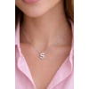 Gümüş Renk S Harf Çelik Kolye