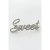 Gümüş Renk Sweet Yazılı Taşlı Broş