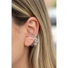 Gümüş Renk Taş Detaylı 14K Altın Kaplama TX Ear Cuff (Tek)