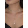 Gümüş Renk Taş Detaylı 14K Altın Kaplama Vip Choker Kolye