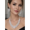 Gümüş Renk Taş Detaylı Abiye Set