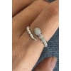 Gümüş Renk Taş Detaylı Ayarlanabilir Yüzük