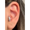 Gümüş Renk Taş Detaylı Çelik Halka Tragus/Kıkırdak Küpe/Piercing (Tek)
