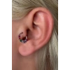 Gümüş Renk Taş Detaylı Çelik Halka Tragus/Kıkırdak Küpe/Piercing (Tek)