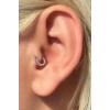 Gümüş Renk Taş Detaylı Çelik Halka Tragus/Kıkırdak Küpe/Piercing (Tek)