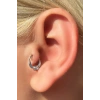 Gümüş Renk Taş Detaylı Çelik Halka Tragus/Kıkırdak Küpe/Piercing (Tek)