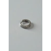 Gümüş Renk Taş Detaylı Çelik Halka Tragus/Kıkırdak Küpe/Piercing (Tek)