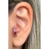 Gümüş Renk Taş Detaylı Çelik Halka Tragus/Kıkırdak Küpe/Piercing (Tek)