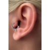 Gümüş Renk Taş Detaylı Çelik Halka Tragus/Kıkırdak Küpe/Piercing (Tek)