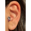 Gümüş Renk Taş Detaylı Çelik Tragus/Kıkırdak Küpe/Piercing (Tek)