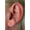 Gümüş Renk Taş Detaylı Çelik Tragus/Kıkırdak Küpe/Piercing (Tek)