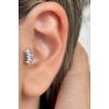 Gümüş Renk Taş Detaylı Çelik Tragus/Kıkırdak Küpe/Piercing (Tek)