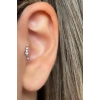Gümüş Renk Taş Detaylı Çelik Tragus/Kıkırdak Küpe/Piercing (Tek)