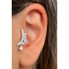 Gümüş Renk Taş Detaylı Çelik Tragus/Kıkırdak Küpe/Piercing (Tek)