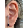 Gümüş Renk Taş Detaylı Çelik Tragus/Kıkırdak Küpe/Piercing (Tek)