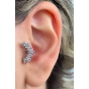 Gümüş Renk Taş Detaylı Çelik Tragus/Kıkırdak Küpe/Piercing (Tek)