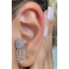 Gümüş Renk Taş Detaylı Çelik Tragus/Kıkırdak Küpe/Piercing (Tek)