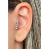 Gümüş Renk Taş Detaylı Çelik Tragus/Kıkırdak Küpe/Piercing (Tek)