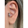 Gümüş Renk Taş Detaylı Çelik Tragus/Kıkırdak Küpe/Piercing (Tek)