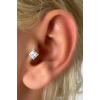 Gümüş Renk Taş Detaylı Çelik Tragus/Kıkırdak Küpe/Piercing (Tek)