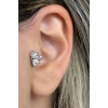 Gümüş Renk Taş Detaylı Çelik Tragus/Kıkırdak Küpe/Piercing (Tek)